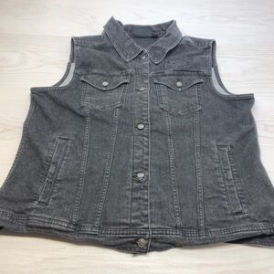 Harley Davidson Motorcycles Denim Vest Jacket Size XL Black Eagle